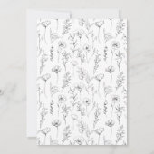 繊細なエレガント白黒フローラ結婚リース 招待状 (裏面)