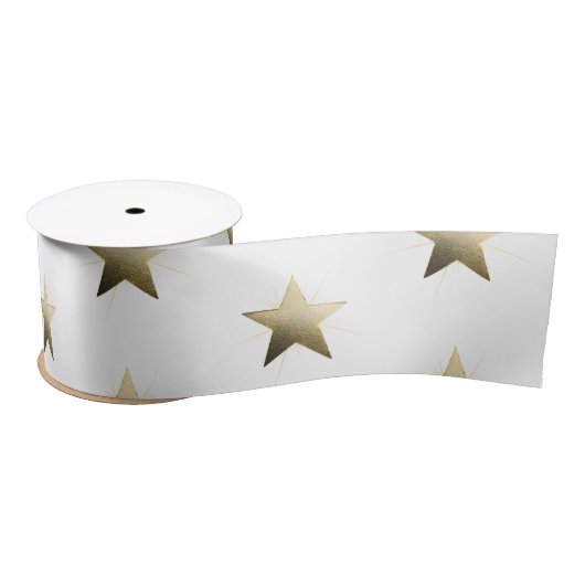 繊細なエレガント輝きのミニマリストを持つゴールデンスター サテンリボン (リール)