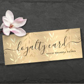 繊細なエレガント金ゴールド葉のブラシ仕上げメタルパンチ ロイヤリティカード