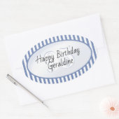 繊細なエージブルー/白シンプル色のストライプパターン 楕円形シール (封筒)