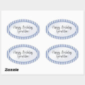 繊細なエージブルー/白シンプル色のストライプパターン 楕円形シール (シート)