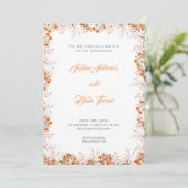 繊細なオレンジ色かわいらしの花結婚白 招待状 (スタンド正面)