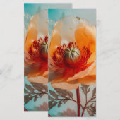 繊細なオレンジ色の花のしおり メニュー (正面/裏面)