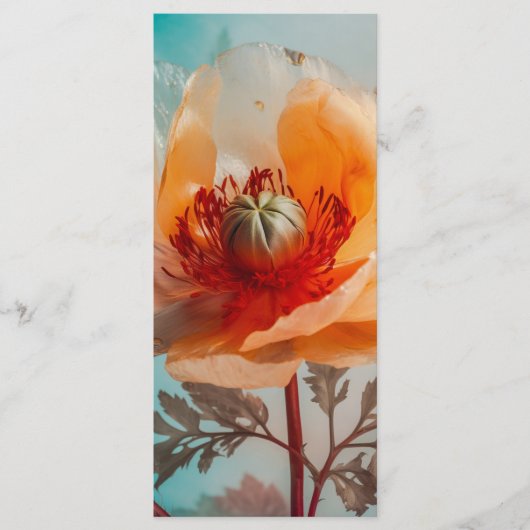 繊細なオレンジ色の花のしおり メニュー (正面)