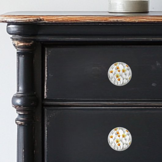 繊細なオレンジ色の花を持つセラミックノブ セラミックノブ