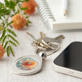 繊細なオレンジ色の花 キーホルダー (側面)