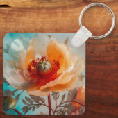 繊細なオレンジ色の花 キーホルダー (裏面)