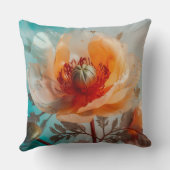 繊細なオレンジ色の花 クッション (裏面)