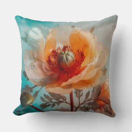 繊細なオレンジ色の花 クッション