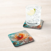 繊細なオレンジ色の花 コースター (右側)