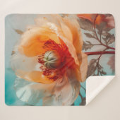 繊細なオレンジ色の花 シェルパブランケット (正面(横))