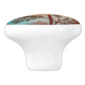 繊細なオレンジ色の花 セラミックノブ (側面)