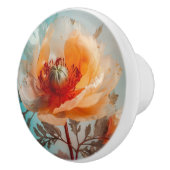 繊細なオレンジ色の花 セラミックノブ (右)