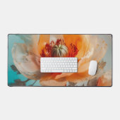 繊細なオレンジ色の花 デスクマット (キーボード&マウス)