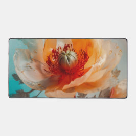繊細なオレンジ色の花 デスクマット