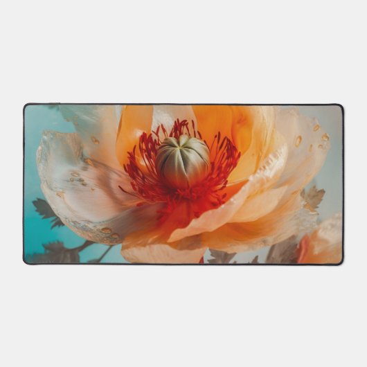 繊細なオレンジ色の花 デスクマット (正面)