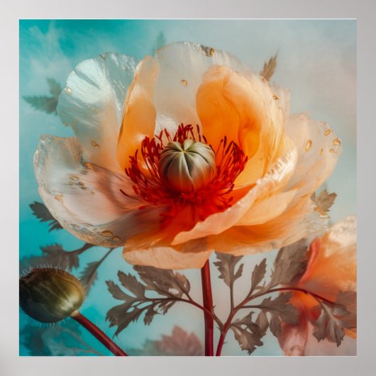 繊細なオレンジ色の花 ポスター (正面)