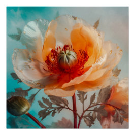 繊細なオレンジ色の花 ポスター