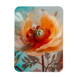 繊細なオレンジ色の花 マグネット