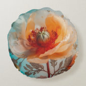 繊細なオレンジ色の花 ラウンドクッション (裏面)