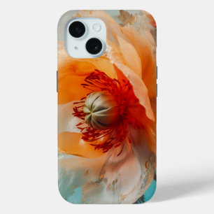 繊細なオレンジ色の花 iPhone 15ケース