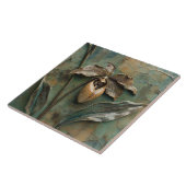 繊細なオーキッドレディースリッパーフラワーフェイクレリーフ、 浮き彫り タイル (側面)