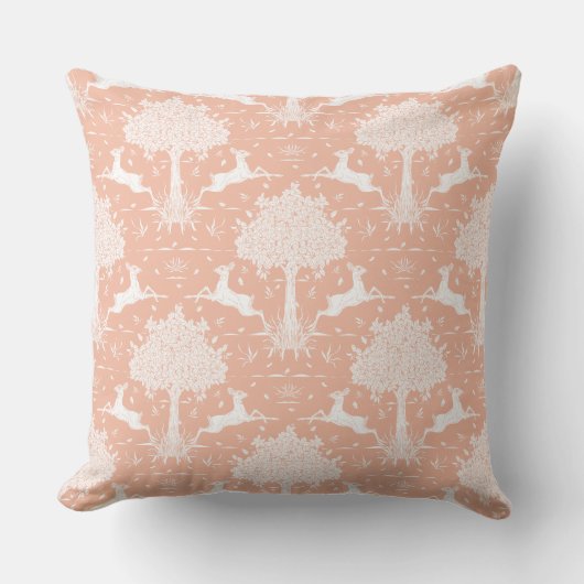 繊細なオークと鹿の桃の枕 クッション (正面)