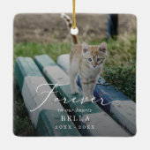 繊細なオーバーレイフォトペットキャットメモリアルホリデー セラミックオーナメント (裏面)