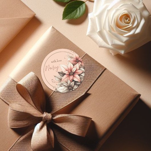 繊細なカスタマイズ可能な花のデザイン ラウンドシール