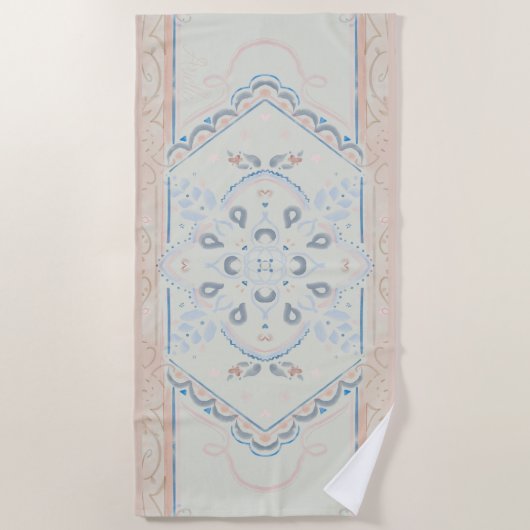 繊細なカスタムネームシェルメダリオン ビーチタオル (正面)