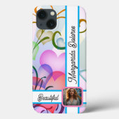 繊細なカラフルハートカスタム、写真と名前 Case-Mate iPhoneケース (裏面)