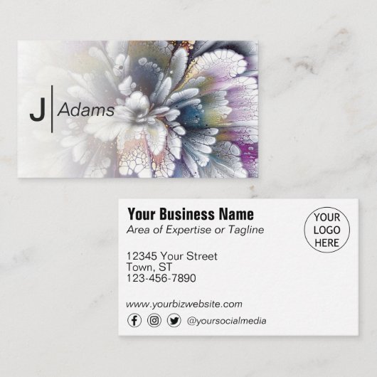 繊細なカラー抽象芸術フラワー名刺 名刺 (正面/裏面)