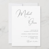 繊細なカリグラフィーが特徴のミニマルなオールインワンQRコード 招待状 (正面)