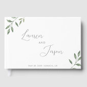 繊細なカリグラフィーと葉の結婚式 ゲストブック (正面)