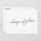 繊細なカリグラフィーの延期結婚式 案内ポストカード (正面/裏面)