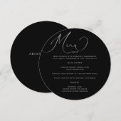 繊細なカリグラフィーの結婚式メニューカード 招待状 (正面/裏面)