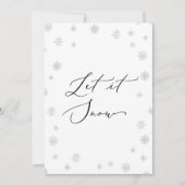 繊細なカリグラフィー Let It Snow 雪の結晶のサイン 招待状 (正面)