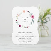 繊細なガーデンリースのウェディング 招待状 (スタンド正面)