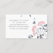 繊細なガーリーピンクの灰色の水色の花が美しい 名刺 (裏面)