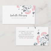 繊細なガーリーピンクの灰色の水色の花が美しい 名刺 (正面/裏面)