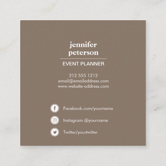 繊細なガーリー開花フローラソーシャルメディアのアイコン スクエア名刺 (裏面)