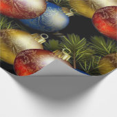 繊細なクリスマスボールが美しいデザイン ラッピングペーパー (角)