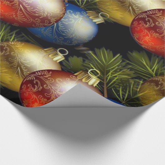 繊細なクリスマスボールが美しいデザイン ラッピングペーパー (角)