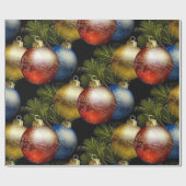 繊細なクリスマスボールが美しいデザイン ラッピングペーパー (フラット)
