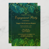 繊細なグリーンと金ゴールド葉の招待状 招待状 (正面/裏面)