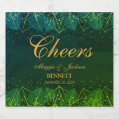 繊細なグリーンと金ゴールド離れワイきらめくンラベ スパークリングワインラベル (シングルラベル)