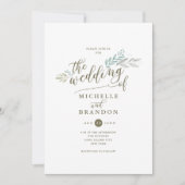 繊細なグリーン スクリプト | 結婚式招待状 招待状 (正面)