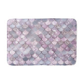 繊細なグレーとピンクの人魚はかりで測グリッター バスマット (正面)