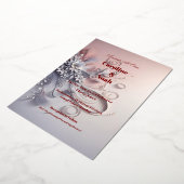 繊細なグレーの花がバラ色に咲く 箔招待状 (回転した状態)