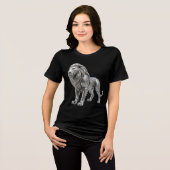 繊細なケルト銀獅子 - 複雑なノットパターン付き トライブレンドTシャツ (正面全面)